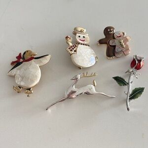 Festive Holiday Brooch Set by Liz Claiborne